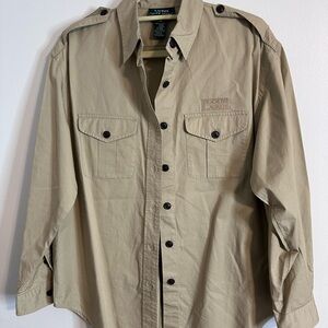 Lauren Ralph Lauren Khaki Button-Up Blouse
